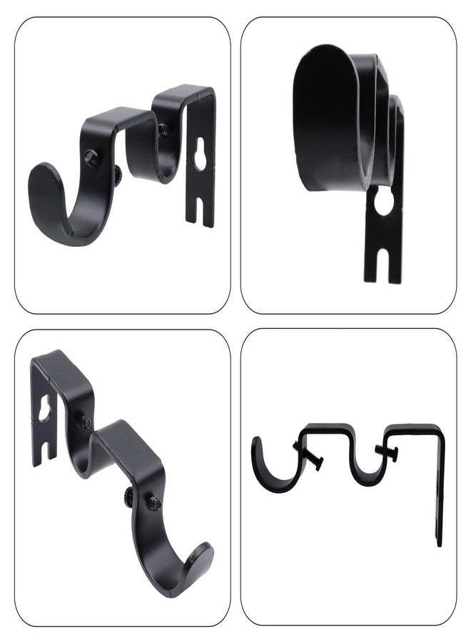 Shonmogar Double Curtain Rod Bracket 6 Pack Metal Curtain Rod Holders for Wall Sturdy Curtain Bracket for 1 Inch Curtain Rod Black Wall Mounted Curtain Rod Hooks for Bedroom Living Room Patio - Image 2